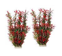 EXQIOUR Paquete de 2 plantas de reptiles, acuarios, plantas, tortugas artificiales, accesorios para decoración de vivero, peceras, peceras, hierba