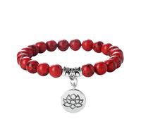 EXQIOUR Pulsera elástica de cuentas de oración budista con exquisito colgante de loto, unisex, cordón elástico, One Size, como se describe