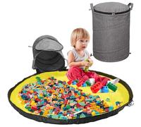 Exquilnova Bolsa de almacenamiento para juguetes, bloques de construcción, bolsa con alfombra de juegos y tapa, caja de almacenamiento con alfombra de juegos, cesta de almacenamiento para habitación