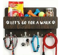 Exquilnova Llavero de madera para pared, gancho de plomo para perro, correa de perro con 4 llaves dobles, ganchos para llaves montados en la pared para pasillo, entrada, oficina, vestíbulo, dormitorio