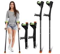 Exquilnova Paquete de 2 muletas plegables para adultos, muletas ligeras para adultos, mujeres, hombres, ancianos, muletas ajustables en altura con mango cómodo, muleta negra para ayuda diaria al