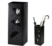 Exquilnova Paragüero de 42 x 16 x 16 cm para pasillo, soporte de paraguas de metal, soporte de paraguas con diseño hueco, soporte para bastón para entrada, hogar, oficina, bar, centro comercial (negro