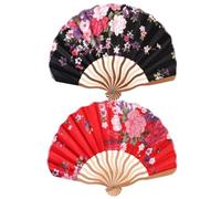 EXQUIMEUBLE 2 Piezas Abanicos Plegables de Japonés Rojo Negro Decoración y para Mujeres Accesorio Creativo y Cumpleaños