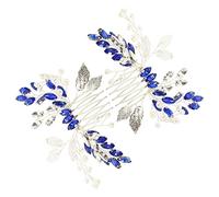 EXQUIMEUBLE 2 piezas Peines Laterales de Azul con Plateadas de Accesorios Nupciales para Bodas Fiesta Especiales
