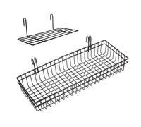 EXQUIMEUBLE 2piezas Cestas De Almacenamiento De Metal para Pared De Estantes De Rejilla Colgantes Ganchos Organizador De Cocina y Sala Diseño Negro Aprovechamiento Óptimo del Espacio para