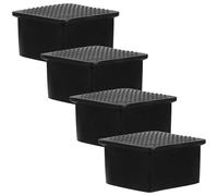 EXQUIMEUBLE 4piezas Protectores para Patas de Silla Cuadrados de Goma Negra de Tapones Antideslizantes para Muebles Cubre Patas para Mesas Protección de Suelos de Instalación Fácil
