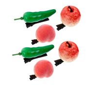 EXQUIMEUBLE 6piezas De Pelo Frutas Simuladas Accesorios Divertidos De Pimiento Durazno y Manzana Para Mujeres y Niñas Para Fiestas y Transmisiones