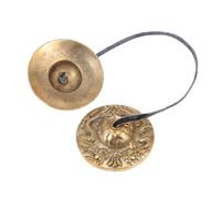 EXQUIMEUBLE Campana de Latón Pequeña para Meditación y Ceremonias Budistas, Instrumento de Percusión Manual Artesanal, Platillos de Dedo para Yoga y Sanación Energética