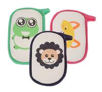 EXQUIMEUBLE Esponjas de Baño para Bebés de Dibujos Animados 3 Piezas Gancho para Recién Nacidos Diversión la Hora del Baño Exfoliantes para Niños Pequeños
