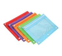 EXQUIMEUBLE Estuche para Lápices Tipo Carpeta B5 de Tela Oxford Bolsa de Archivo 3 Anillas Pack 5 Unidades Colores Surtidos Rojo Púrpura Naranja Verde Neón Azul Claro para Oficina y