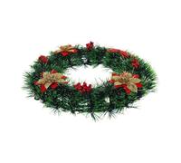 EXQUIMEUBLE Guirnalda Navideña de Flor de Pascua con Frutos Rojos para Puerta, Fácil de Colgar y Mantiene Forma, Decoración Festiva para Ventana y Chimenea en Invierno