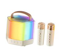 EXQUIMEUBLE Mini Máquina De Karaoke Portátil con Micrófono Inalámbrico Set Compacto para Adultos para Fiestas y Reuniones Sonido y Fácil De Usar