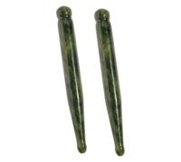 EXQUIMEUBLE Palos de Masaje Facial de Piedra de Jade Natural 2 Piezas para Acupresión y Masaje Ocular, Herramienta Raspadora para Cuidado del Rostro, Reducción de Ojeras y Relajación Profunda