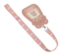 EXQUIMEUBLE Porta Credencial Colgante Transparente con Cordón Cuello, Tarjetero con Diseño de Dibujos Animados Oso Marrón, Soporte para Tarjetas de Identificación y Llavero para Oficina