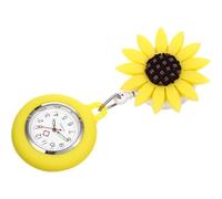 EXQUIMEUBLE Reloj de Bolsillo para Enfermera Colgante Girasol Amarillo | Silicona y Aleación de Zinc, Diseño Broche Colgante, Pantalla Horaria Clara, Uso para Estudiante y Enfermera