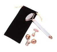 EXQUIMEUBLE Rodillo Facial de Jade Eléctrico Tamaño Compacto para Mujeres Cuidado Facial Profesional y Personal Color Plateado Natural