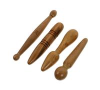 EXQUIMEUBLE Varillas De Masaje De Acupuntura 4 Piezas Madera Natural Ergonomía, Palos Masaje Cabeza, Puntos De Acupresión, Herramienta Relajación Facial y Corporal Para Uso En Casa y Viaje