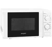 Exquisit® Microondas, 20L, 700W, 5 Niveles de Potencia, Color Blanco, Acabado Interior Pintado, Inicio Rápido, Descongelación, Plato 25,5Cm, Apertura Pulsador, Medidas 25,8x43,9x32,3 Cm.