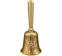 Exquisita campana de mano ritual, forma de pentagrama, construcción robusta para decoración.