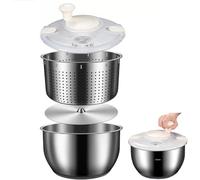 Exquisita centrifugadora de ensaladas de 6 l, de acero inoxidable, grande, para lavar verduras y frutas, con tapa de polipropileno, ideal pa