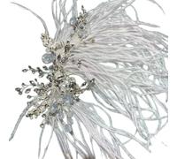 Exquisita diadema de plumas blancas y cristales hecha a mano para mujeres y niñas, tocado para el pelo para bodas y fiestas, accesorios para el cabello de novia