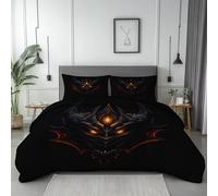 Exquisita funda nórdica con estampado de cabeza de dragón oscuro, juego de cama reversible de microfibra negra, 220 x 230 cm, tamaño king con cremallera, ideal para dormitorio infantil, hombre y mujer