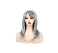 Exquisita peluca for mujer joven, peluca larga elegante y glamurosa y peluca de uso diario for decoración de bodas, citas, vacaciones de Navidad (Color : Silver gray, Size : 45cm/18in)