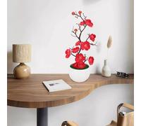 Exquisita planta artificial de flor de ciruelo realista y fácil de cuidar (rojo rosa)