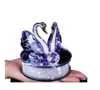 Exquisitas Figuras de Cristal Hechas a Mano con diseño de Cisne de Cristal para Coche, decoración de Pareja de Cisne con Base, decoración del hogar (Azúl)