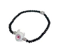Exquisitas pulseras de cuentas de arroz negro con diseño de monstruos pequeños para mujer, joyería de moda con cuentas para mujer, talla única, como se describe