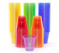 Exquisite Blacklight Party Glow - Vasos desechables para fiestas, paquete de 240 unidades, 2 onzas, colores surtidos, vasos desechables para fiestas, vasos reactivos que brillan en la oscuridad para