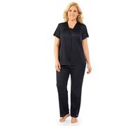 Exquisite Form Vanity Fair Colortura - Conjunto de Pijama de Manga Corta para Mujer, Talla Grande, 3X, Negro Medianoche, 3XL