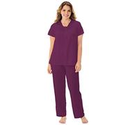 Exquisite Form Women's Plus Size Coloratura Sleepwear Short Sleeve Pajama Set 90807, Amaranth, 2X