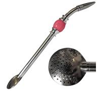 Exquisite Luxury Brazilian Bomba with Red Bead - Bombilla for Yerba Mate