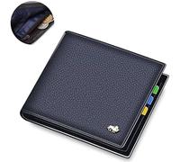 Exquisite Premium Wallets Cow Leather Small Men Portable Bifold Credit Card Holder Billfold Fashion Large Capacity Blocking Purse Wallets(Blue)