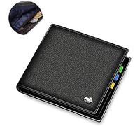 Exquisite Premium Wallets Cow Leather Small Men Portable Bifold Credit Card Holder Billfold Fashion Large Capacity Blocking Purse Wallets(Black)