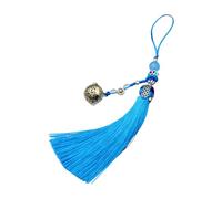 Exquisito adorno de cuerda colgante de campanas vintage hecho a mano con borlas para colgar bolsas o llaves, decoración interior de coche para mujer