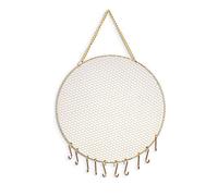 Exquisito adorno interior Soporte for pendientes de rejilla de metal Organizador de joyas for colgar montado en la pared con ganchos for colgar Conveniente soporte for colgar en la pared for pendiente