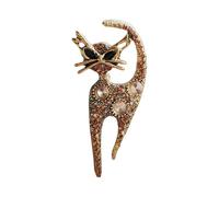 Exquisito broche de diamantes de imitación con diseño de gatos, hecho a mano, pin de solapa, accesorio de joyería para mujeres y hombres, amigo único, talla única, como se describe