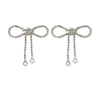 Exquisito broche de lazo con borla, para uso diario y de fiesta, joyería de cristal de cristal, 2 piezas, Plástico