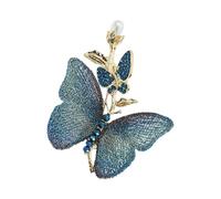 Exquisito broche de mariposa bordado hecho a mano a ojo desnudo para mujer
