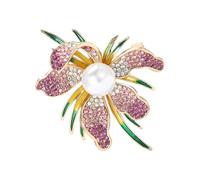 Exquisito broche de orquídeas elegante con diseño de flor para mujer, textura de aleación, adecuado para mujeres de moda que buscan elegancia en ropa y joyería, talla única, como se describe