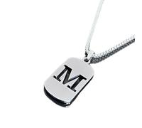 Exquisito collar de letra personalizable, 26 dijes de cadena de acero del alfabeto, collar unisex para estudiantes (letra M)