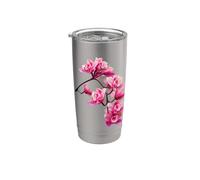 Exquisito Elegante Rosa Cymbidium Orquídea Cascada Formas Mania Vaso térmico de acero inoxidable de doble pared