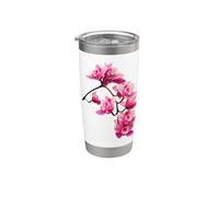 Exquisito Elegante Rosa Cymbidium Orquídea Cascada Formas Mania Vaso térmico de acero inoxidable de doble pared