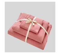 Exquisito Funda Nórdica De Color Liso, Juego Algodón Lavado Suave Y Ligero, Adecuado for Todas Las Estaciones, con Cierre Cremallera Lazos En Esquinas Ropa de cama(Monroe Pink,200*230cm-4pcs)