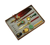 Exquisito juego de varillas de cera de madera para caligrafía clásica, invitaciones de boda, cartas, suministros de escritura, plumas, colgante y sello de cera, dorado para hombres, mujeres y niños