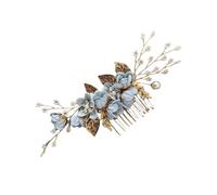 Exquisito peine de boda con diamantes de imitación y perlas artificiales, accesorio para el pelo hecho a mano para novia