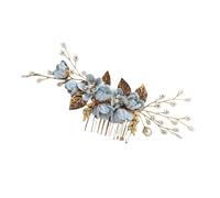 Exquisito peine de boda con diamantes de imitación y perlas artificiales, accesorio para el pelo hecho a mano para novia
