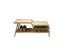 Exquisito perchero para ropa, zapatero, perchero con banco de zapatos para entrada con almacenamiento y ganchos, muebles industriales con marco de metal, resistente y estable